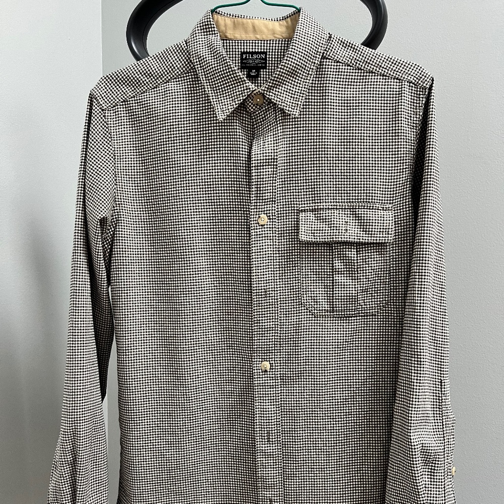 Filson Rustic Oxford Shirt, size Medium, Black & Cream Check